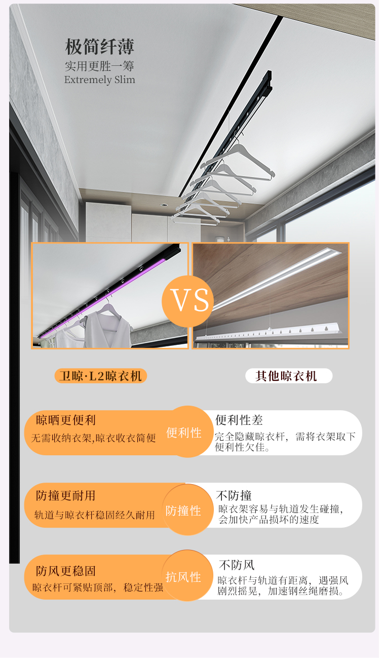 WL2000-L2 电动晾衣机(消毒+照明） - 图片4