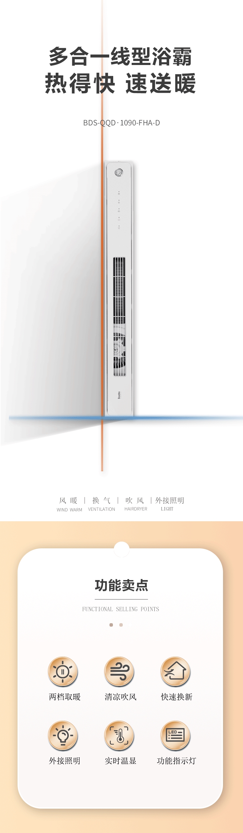 BDS-QQD·1090-FHA-D（100x900 洁暖（Ⅱ）风暖+换气+吹风 ） - 图片1