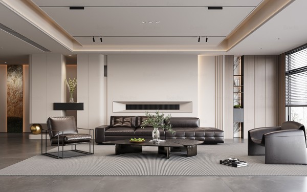 现代简约风大平层客厅036