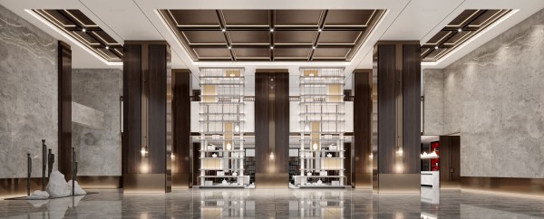 新中式酒店大堂商业工装方案001