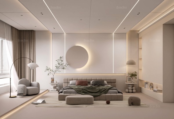 现代奶油风卧室002