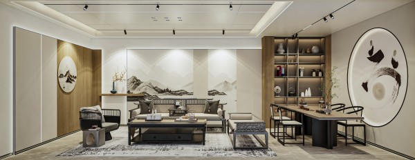 新中式风书房002