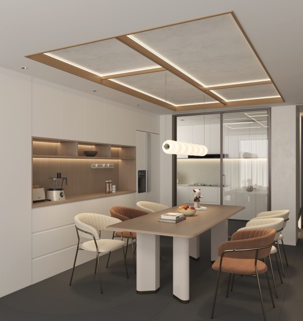 现代奶油风餐厅001