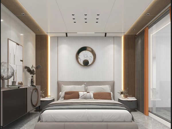 现代轻奢风卧室004