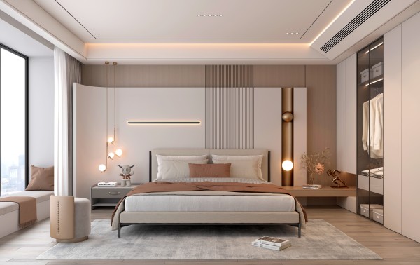 现代奶油风卧室004