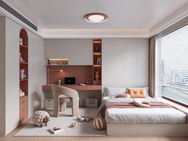 现代奶油风儿童房005