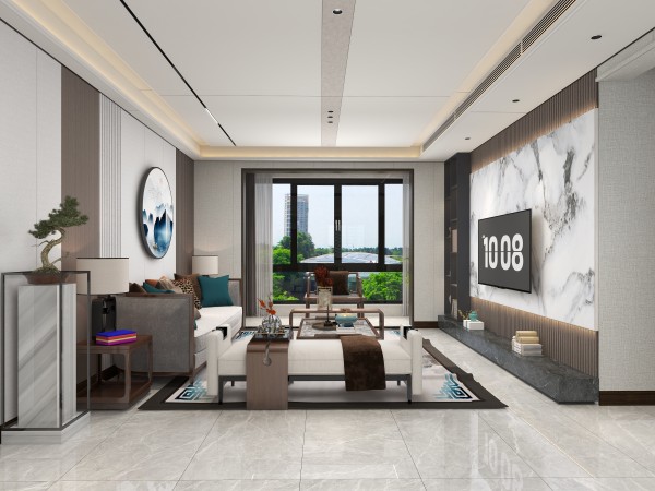 新中式全屋顶墙柜方案002