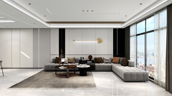 极简风全屋顶墙柜方案002