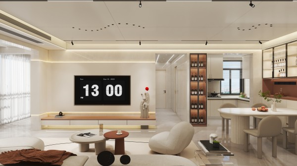 奶油风全屋顶墙柜方案005